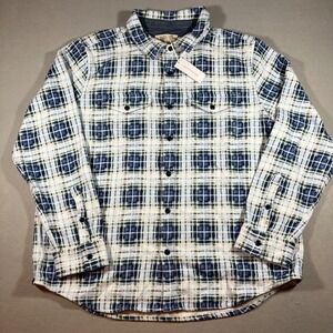 NWT Outerknown Blanket Shirt Men XL Plaid Atlantic Blue Bigbury Organic Cotton